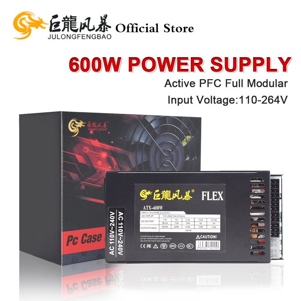Flex Atx Power Supply 600W 1U - 完全なモジュラーPC電源,1u flex,atx psu,110-264v,ENP-7660B,k39,a4,s3,g5,itx,ミニケース,ゲームデスクトップ,600w